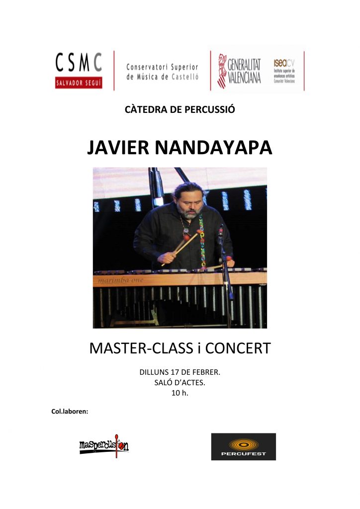 Màster Classe amb Javier Mandayapa (marimba)