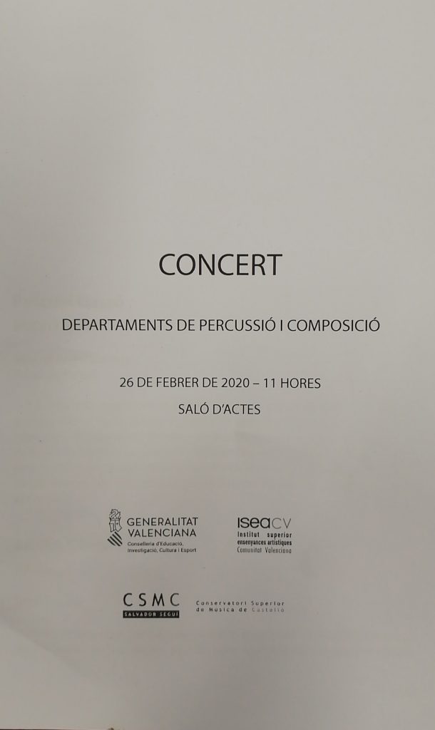 Concert Departament de percussió i composició.